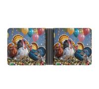 FekiLoot Fun Turkey Party Wallet Slim Leather Bifold Wallet Extra Capacity Wallets with Multiple Card Slots Men Billfold