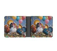 FekiLoot Fun Turkey Party Wallet Slim PU Bifold Design Wallet with Multiple Card Slots Wallets Extra Capacity Pocket Wallets