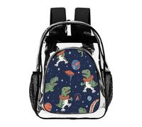 FekiLoot Funny Astronaut Dinosaur Rocket Clear Backpacks PVC Transparent,Bookbag for Adult,Adjustable Straps,Travel Backpack with Pouch Pocke for Capacity Cup