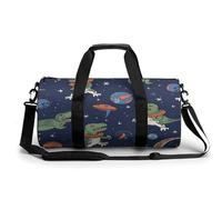 FekiLoot Funny Astronaut Dinosaur Rocket Gym Bag Mens And Womens,Duffle Bag with Double Zippers,Tote Bag for Airport Subway Gymnasium