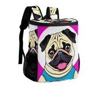 FekiLoot Funny Cartoon Pug Puppy Dog Durable Cooler Backpack, Cooler Bag Large & Leakproof,Collapsible Cooler for Hot And Cold,Camping