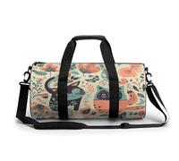 FekiLoot Funny Cats Birds And Flowers Gym Bag Mens And Womens,Duffle Bag with Double Zippers,Tote Bag for Airport Subway Gymnasium