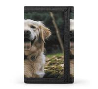 FekiLoot Funny Golden Retriever Wallet for Men Slim Minimalist Trifold Wallet with ID Window And Credit Card Holder