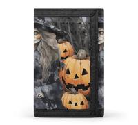 FekiLoot Funny Halloween Decor Witch Trifold Wallet Slim Minimalist Front Pocket Men's Passcase Wallet Credit Card Holder