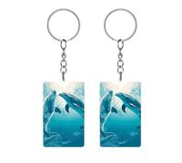 FekiLoot Funny Keychain Kiss Dolphin Tale Pattern Personalized Acrylic Photo Keychain Color Keychains Double-Sided Printing Cute Car Keychains for Backpack Christmas Women Men Gift
