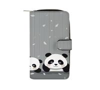 FekiLoot Funny Panda Wallet for Women Leather Bifold Wallet Compact Cute Cash Purse Ladies Clutch Wallets Large Capacity Credit Card Holder Travel Zipper Coin Pocket