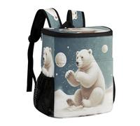 FekiLoot Funny Polar Bear Playing Snowball Durable Cooler Backpack, Cooler Bag Large & Leakproof,Collapsible Cooler for Hot And Cold,Camping