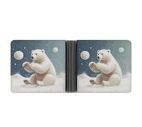 FekiLoot Funny Polar Bear Playing Snowball Slim Wallet-Thin & Stylish,Leather Wallet for Men And Women,Bifold Wallet Gifts for Husband Father