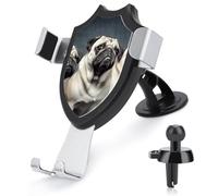 FekiLoot Funny Pug Dog Car Phone Mount for Dashboard/Vent/Windshield Auto-Clamping Gravity Sensor Truck Stand Cradle 90° Rotation Phone Holder Fits 4-6" Phones