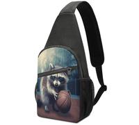 FekiLoot Funny Raccoon Basketball Chest Pack for Men & Women,Chest Bag with Zipper Pockets,Adjustable Strap,Crossbody Bags for Travel,Daily