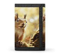 FekiLoot Funny Squirrel Wallet for Men Slim Minimalist Trifold Wallet with ID Window And Credit Card Holder