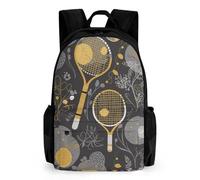 FekiLoot Funny Tennis Racquets And Tennis Balls2 Laptop Backpack-Men/Women,Casual Daypack with Multiple Pockets,BookBag for Hiking,Camping
