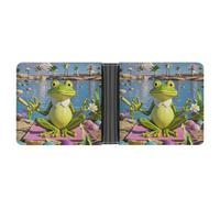 FekiLoot Funny Yoga Frog Wallet Slim Leather Bifold Wallet Extra Capacity Wallets with Multiple Card Slots Men Billfold
