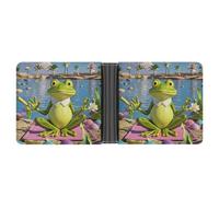 FekiLoot Funny Yoga Frog Wallet Slim PU Bifold Design Wallet with Multiple Card Slots Wallets Extra Capacity Pocket Wallets