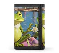 FekiLoot Funny Yoga Frog Wallet Slim Trifold Wallets with Multiple Card Slots Credit Card Holder Pocket Coin Purse