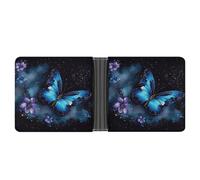 FekiLoot Galaxy Blue Butterfly Slim Wallet-Thin & Stylish,Leather Wallet for Men And Women,Bifold Wallet Gifts for Husband Father