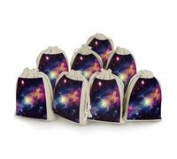 FekiLoot Galaxy in The Universe 8 Pieces Muslin Bag,Drawstring Bag Washable Reusable,Sachet Bags for Wedding Party,Jewelry