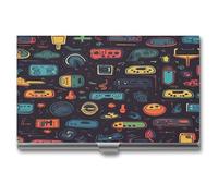 FekiLoot Game Video Gaming Pattern Business Card Case for Men And Women,Business Card Holder with Ultra Slim Flip Cover Business Card Holder Purse Name Cards Holders for Wallet Organizer