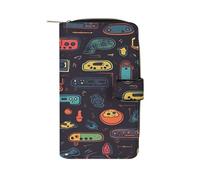 FekiLoot Game Video Gaming Pattern Leather Wallet with Zipper, Bifold Stylish Wallets with Multiple Card Slots Leather Money Clip Mini Purse for Men Women