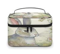 FekiLoot Garden Bunny Makeup Bag Organizer Portable Travel Toiletry Bag with Handle Fashion Large Capacity Cosmetic Bags Lightweight Waterproof Makeup Storage Bags for Women