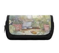 FekiLoot Garden Bunny Pencil Case Portable Zipper Large Capacity Pencil Bag Handheld Multi Function Portable Pencil Pouch Organizer for Family Office Supplies
