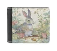 FekiLoot Garden Bunny PU Leather Wallet Bifold Wallet Front Pocket Wallets Fashion Purse Slim Billfold Credit Card Holder
