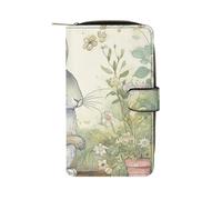 FekiLoot Garden Bunny Wallet Large Capacity Travel Double Fold Wallets Portable Zipper Leather Purse for Women Men