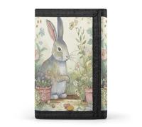 FekiLoot Garden Bunny Wallets Exquisite Trifold Wallet Front Pocket Wallet with Zipper Keychain Coin Purse Credit Card Holder for Adult