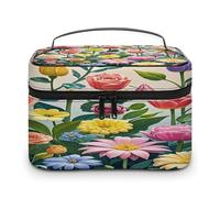 FekiLoot Garden Flowers Makeup Bag Large Capacity Travel Cosmetic Bag Lightweight Hand-held Toiletry Bags Portable Cosmetic Pouch Cute Make Up Pouch for Women
