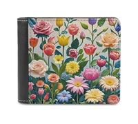 FekiLoot Garden Flowers Wallet Large Capacity Slim Bifold Wallet with Multiple Card Slots PU Leather Men Purse