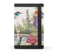 FekiLoot Garden with Birds And Flowers Wallet Compact Blocking Trifold Wallets with Zipper Minimalist Purse Wallet Credit Card Holder