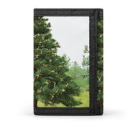 FekiLoot Garlad Pine Tree Wallet Compact Blocking Trifold Wallets with Zipper Minimalist Purse Wallet Credit Card Holder
