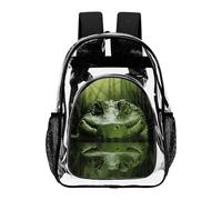 FekiLoot Gator Lurking Green Clear Backpacks PVC Transparent,Bookbag for Adult,Adjustable Straps,Travel Backpack with Pouch Pocke for Capacity Cup