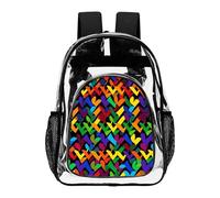 FekiLoot Gay Pride Rainbow Clear Backpacks PVC Transparent,Bookbag for Adult,Adjustable Straps,Travel Backpack with Pouch Pocke for Capacity Cup