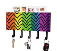 FekiLoot Gay Pride Rainbow Key Holder Wall Mount Farmhouse Key and Mail Holder for Wall Decorative Mail Organizer Wall Mount with 5 Hooks Key Rack Entryway Key Hanger for Room Decor Aesthetic Black