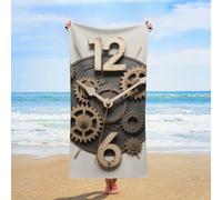 FekiLoot Gear Clock Beach Towels 63x31 Inch Oversized Lightweight Bath Towels Sand Free Pool Towel Super Absorbent Travel Swim Pool Yoga Gym Camping Towel for Adults Vacation Gift