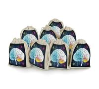 FekiLoot Geometry Brain Image with Science 8 Pieces Muslin Bag,Drawstring Bag Washable Reusable,Sachet Bags for Wedding Party,Jewelry