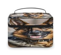 FekiLoot German Shepherd Dog Makeup Bag Large Capacity Travel Cosmetic Bag Lightweight Hand-held Toiletry Bags Portable Cosmetic Pouch Cute Make Up Pouch for Women