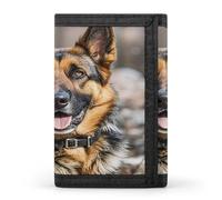 FekiLoot German Shepherd Dog Men's Wallet Extra Capacity Trifold Wallet Thin & Stylish Trifold Card Holder with ID Window