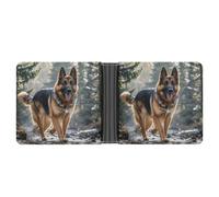 FekiLoot German Shepherd Dog Wallet Slim Leather Bifold Wallet Extra Capacity Wallets with Multiple Card Slots Men Billfold