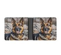 FekiLoot German Shepherd Dog Wallet Slim Leather Bifold Wallet Extra Capacity Wallets with Multiple Card Slots Men Billfold