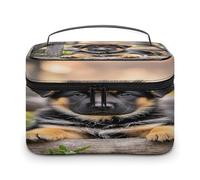 FekiLoot German Shepherd Puppy Makeup Bag Large Capacity Travel Cosmetic Bag Lightweight Hand-held Toiletry Bags Portable Cosmetic Pouch Cute Make Up Pouch for Women