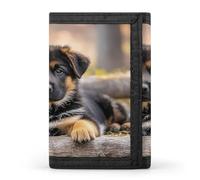 FekiLoot German Shepherd Puppy Men's Wallet Extra Capacity Trifold Wallet Thin & Stylish Trifold Card Holder with ID Window
