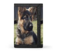 FekiLoot German Shepherd Puppy Wallet for Women Men Trifold Wallet Large Front Pocket Wallets Travel Slim RFID Blocking Wallets Coin Purse Credit Card Holder