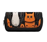 FekiLoot Ghost And Black Cat Pencil Case Portable Zipper Large Capacity Pencil Bag Handheld Multi Function Portable Pencil Pouch Organizer for Family Office Supplies
