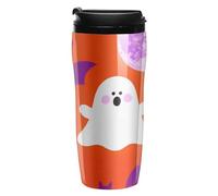 FekiLoot Ghost Bat Halloween Insulated Tumbler Reusable Plastic Iced Coffee Cup with Lid Double Walled Hot Coffee Travel Mug Gifts for Women Men BPA Free 12 Oz