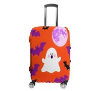 FekiLoot Ghost Bat Halloween Travel Luggage Cover Stretchable Airplane Suitcase Protector Sleeve Universal Washable Fit for 19-32 Inch Checked Baggage,Water Resistant Durable Luggage Protector, white