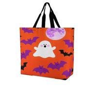 FekiLoot Ghost Bat HalloweenTote Bag for Women Foldable Beach Bag Reusable Grocery Bags Crossbody Shoulder Bags