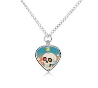 FekiLoot Ghost Skull Pattern Urn Necklaces for Ashes Personalized Human Pet Cremation Jewelry Keepsake Locket Heart Pendant with Filling Kit Memorial Gift for Dog Cat Lover Women Men