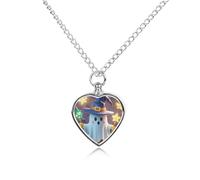 FekiLoot Ghost Staff Custom Ashes Necklace Personalized Pet Urn Hair Cremation Souvenir Necklace Memorial Keepsake Holder Pendant Heart Jewelry for Ashes Gift for Dog Loss
